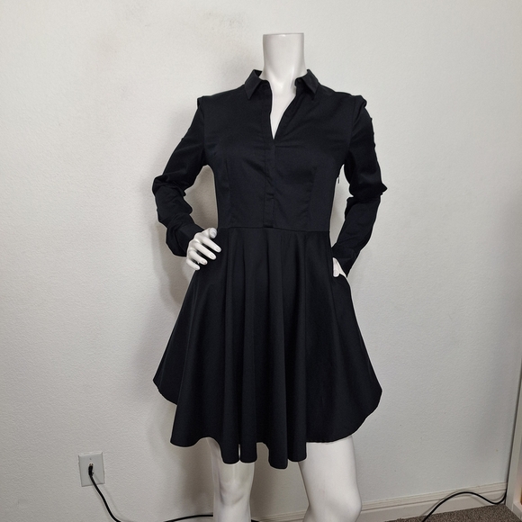 Express Black Whimsigoth Witchy Victorian Goblin Collared Shirt Dress Size 8 - Picture 1 of 16